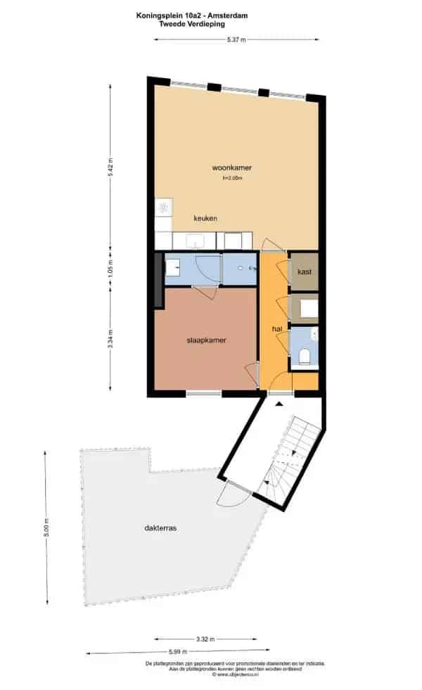 Appartement Koningsplein Amsterdam  -  Gestoffeerd Dakterras
