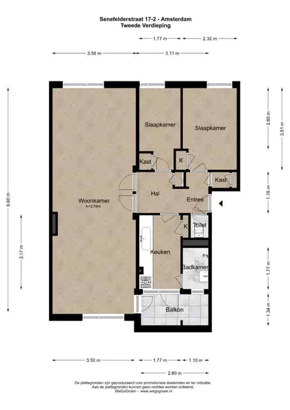 Amsterdam Oost Appartement 66m2 Balkon 2 slaapkamers Sociale Huurders