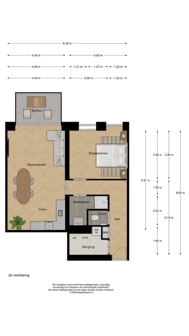 Tweekamerappartement Koog aan de Zaan  Balkon en Zaanzicht