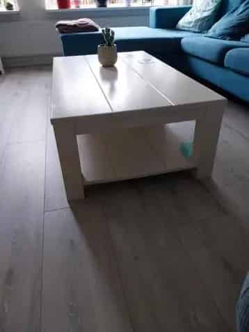 Houten Witte Salontafel 120x70x39 cm