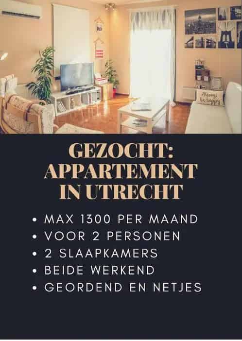 Appartement Utrecht 2 slaapkamers max 1300 euro