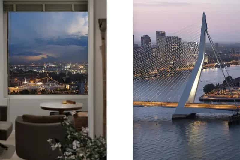 Luxe appartement Montevideotoren Maas uitzicht Rotterdam