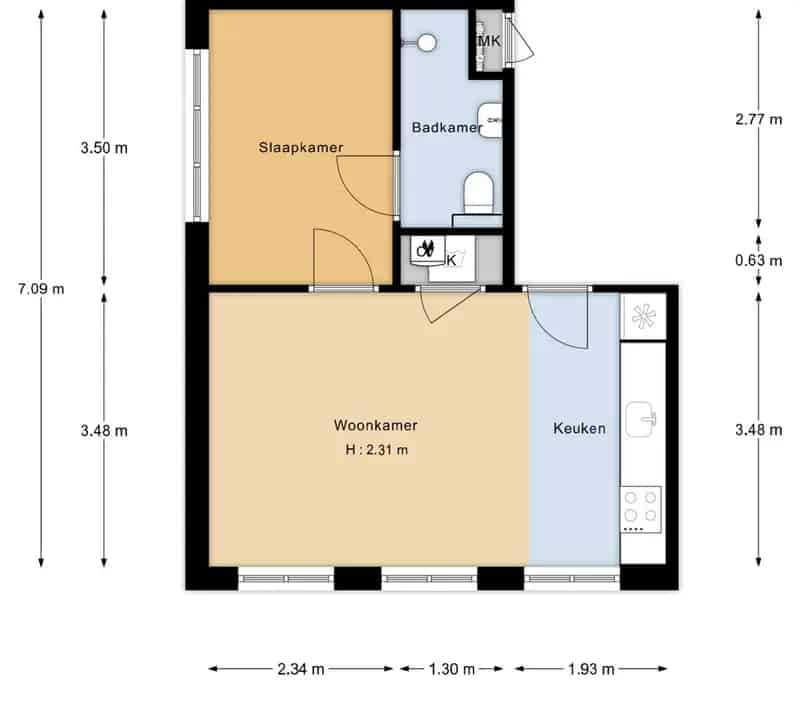 Dapperbuurt Appartement - 33m² - Nabij Dappermarkt
