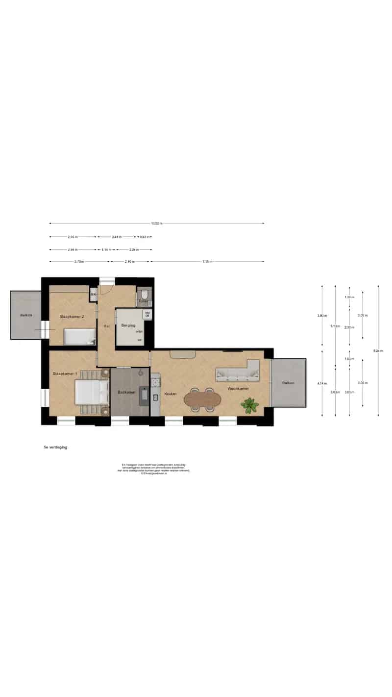 Hoekappartement Koog aan de Zaan 80m2 2 slaapkamers