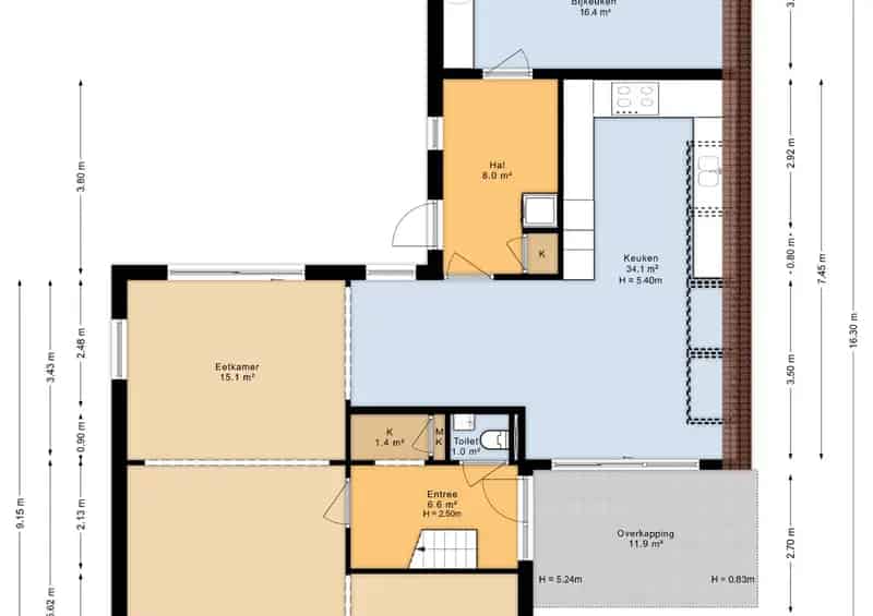 Bedrijfswoning Kollum: Praktijkruimte, 5 slaapkamers, energielabel A+