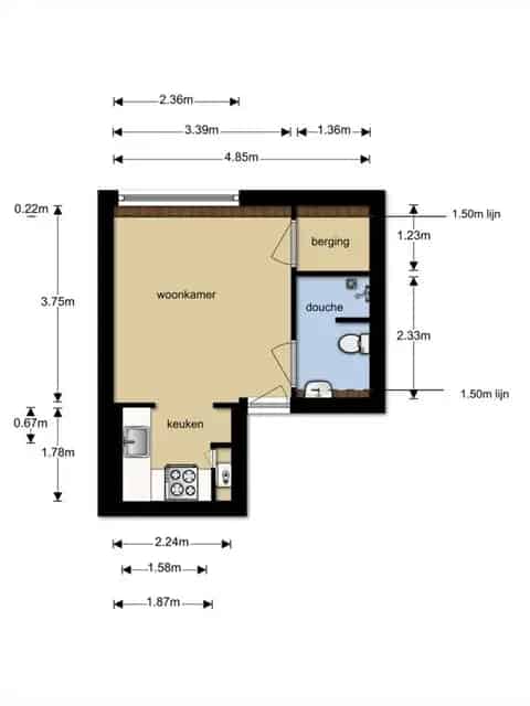 Studio Rotterdam Noord Abraham Kuyperlaan 15m2 te huur