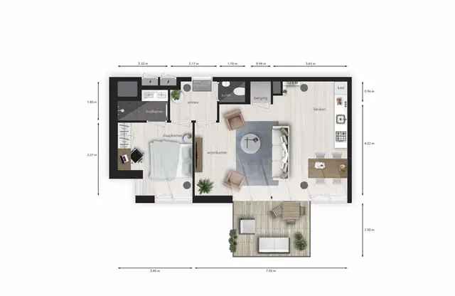 Bovenwoning Roosendaal 2 kamers 56m2 per 1 augustus