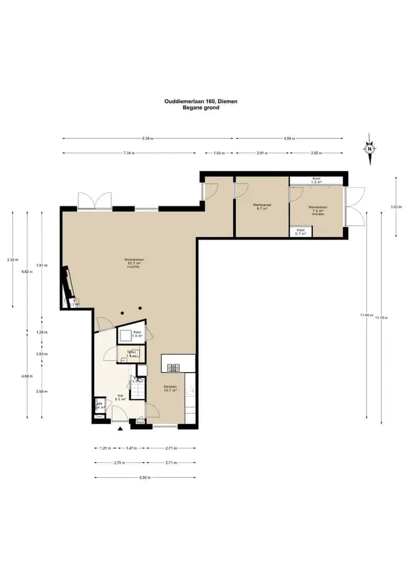Huis te koop Oud Diemen 161m2 2 slaapkamers Zuidtuin Energielabel B