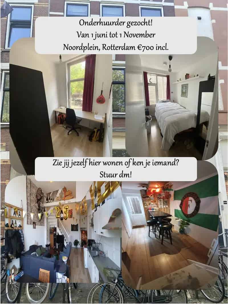 Kamer te Huur Centrum - 9m2 + 5m2 Kantoor - Juli t/m November