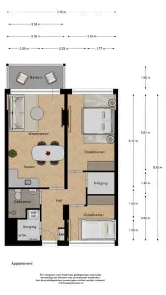 3-kamer appartement Zaandam - Ruime woonkamer en balkon