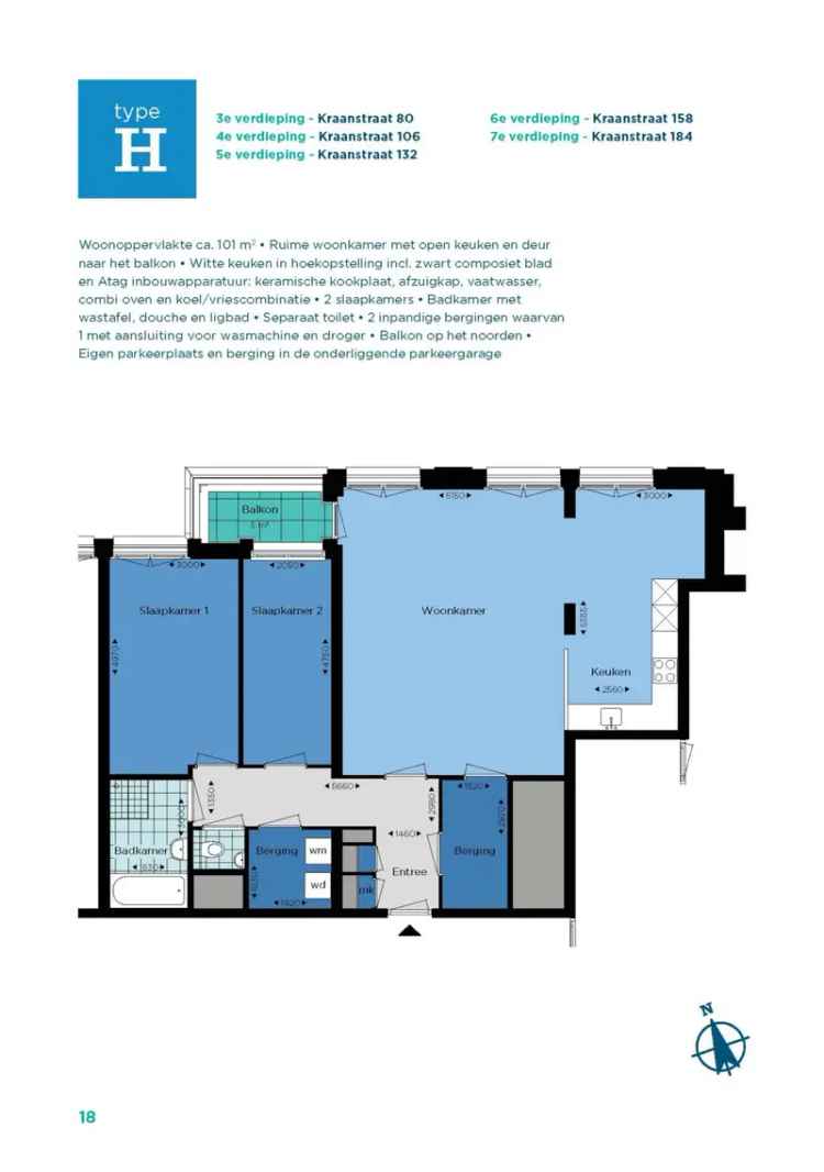 Nijmegen appartement 2 slaapkamers balkon parkeerplaats Energielabel A