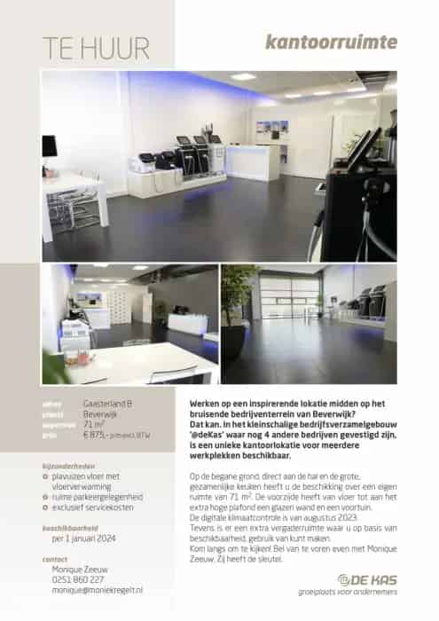 Kantoorruimte Beverwijk 71m2 te huur Bedrijfsverzamelgebouw