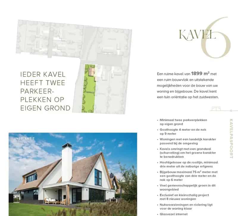 Kavel 6: Ruime kavel 1899m2 voor vrijstaande woning