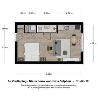 Appartement Zutphen 32m2  Studenten Starter