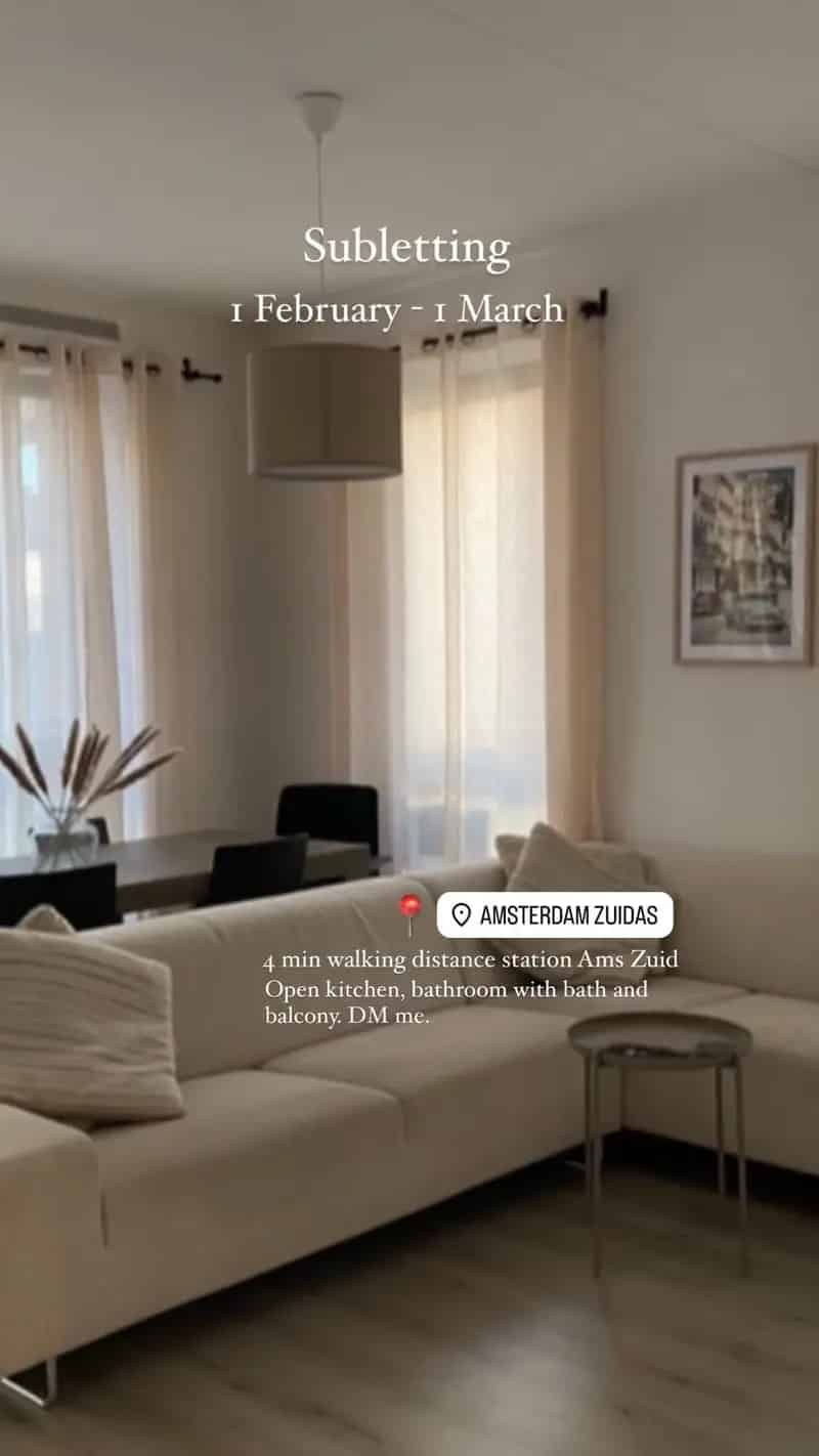 Kamer Zuidas 16m2 Gemeubileerd Juli-Oktober