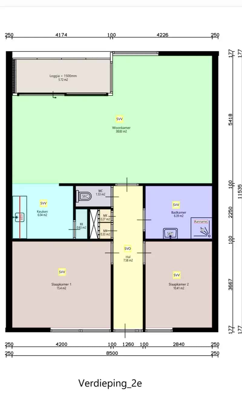 Appartement 78m2 Energielabel A 2 slaapkamers