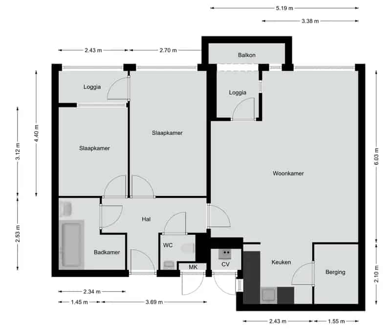 Driekamerappartement Roermond 76m2 Balkon Berging Parkeerkelder