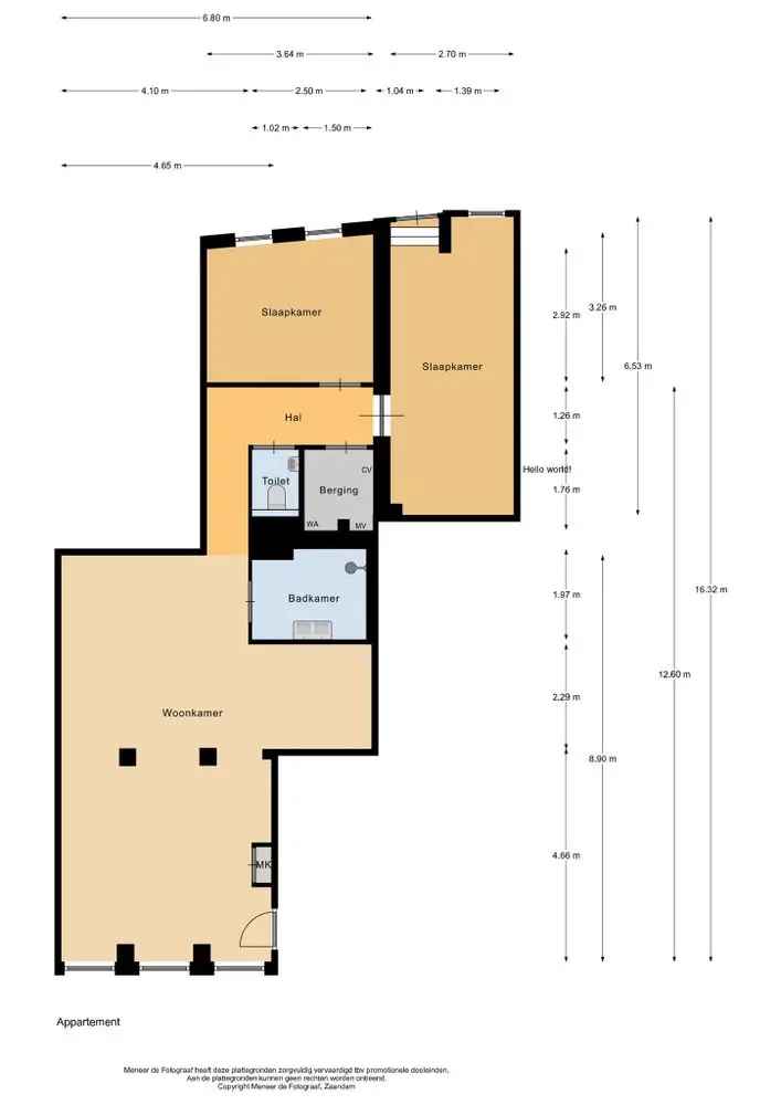 Appartement Beverwijk 2 slaapkamers hoog plafond nieuwe badkamer