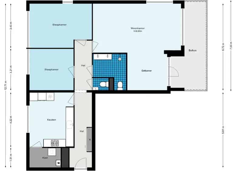 Ruim Hoekappartement 103m2 Buitenveldert Zonnig Balkon Moderne Badkamer