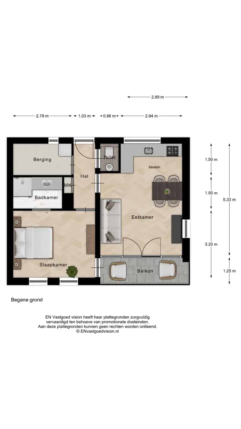 Tweekamerappartement Zaandam - Valkstraat - 48m2 - Balkon - A+++