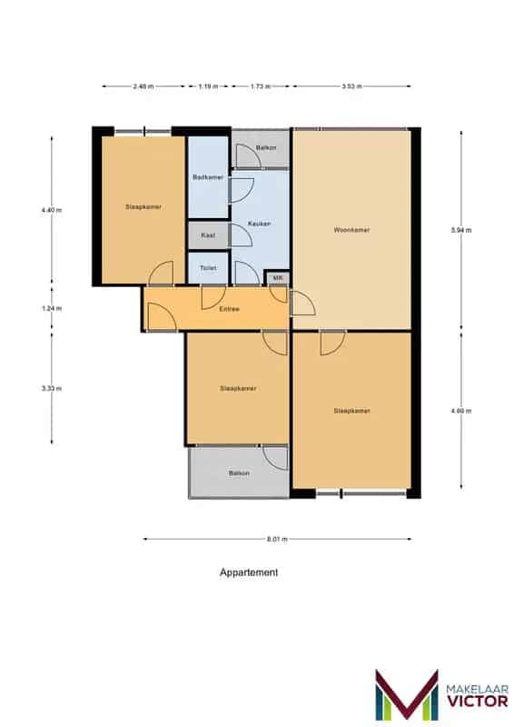 Appartement Groningen: 3 Slaapkamers, 2 Balkons, Grote Berging