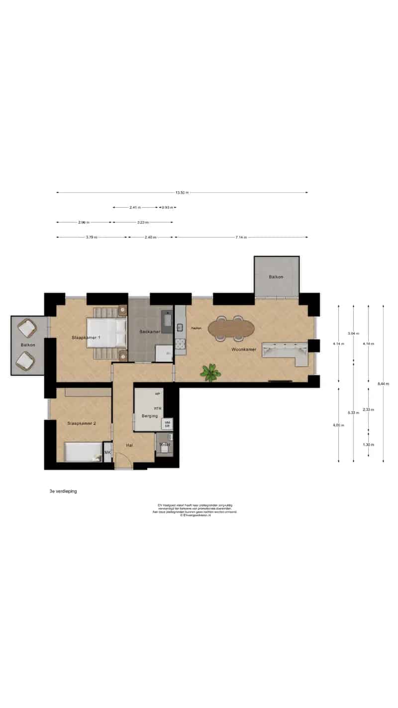 Hoekappartement Koog aan de Zaan 80m2 2 slaapkamers 2 balkons