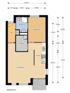 2 kamers appartement van 59 m² in Terborg