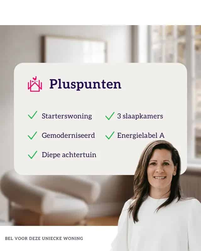 Moderne Middenwoning Nabij Centrum 3 slaapkamers Grote Tuin