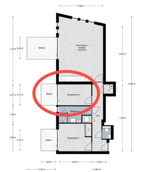 Kamer in luxe appartement te huur vanaf 1 juni 2025