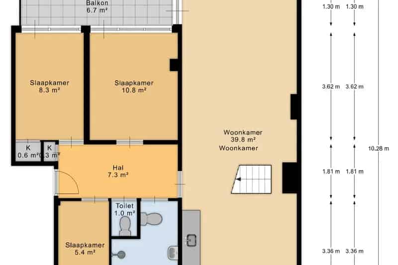 Amsterdam Buitenveldert Appartement 107m2 5-kamer Balkon