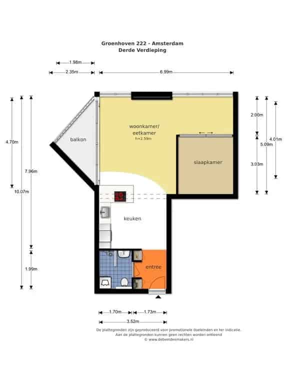 Amsterdam Appartement te koop Groenhoven 54m2 Balkon Lift