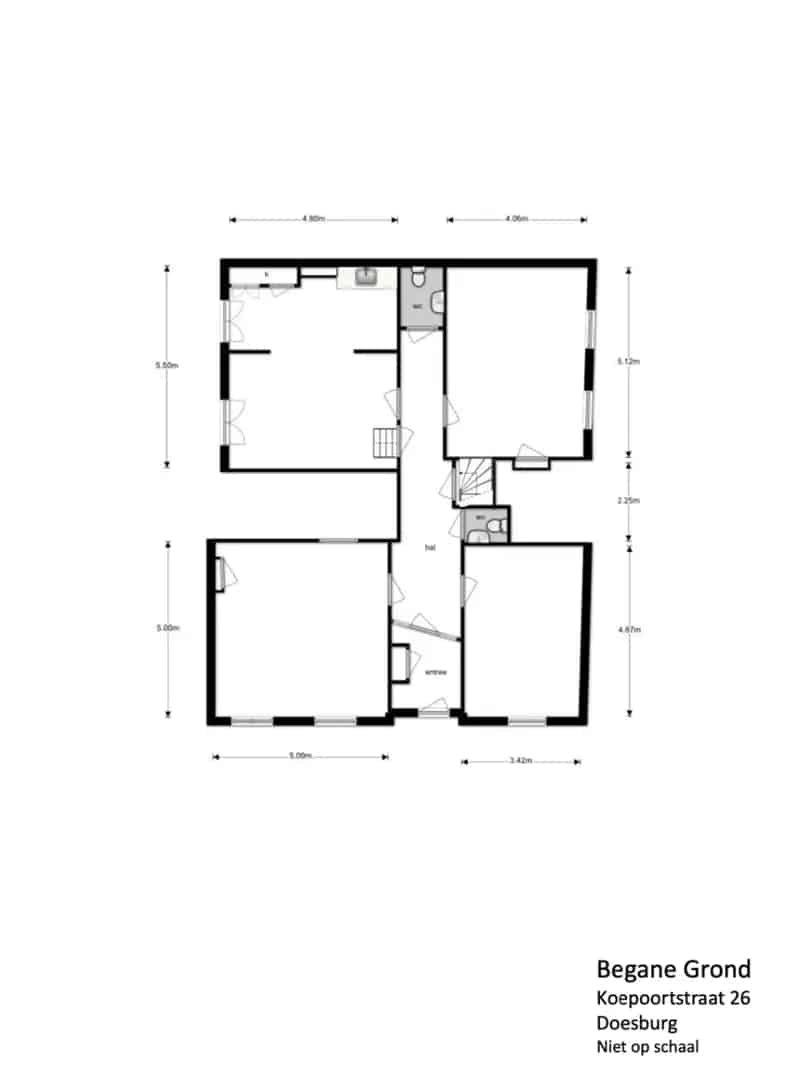 Kantoorruimte Koepoortstraat: 4 kamers, pantry & kelder