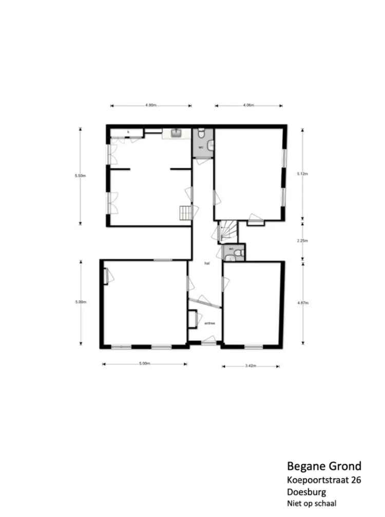 Kantoorruimte Koepoortstraat: 4 kamers, pantry & kelder