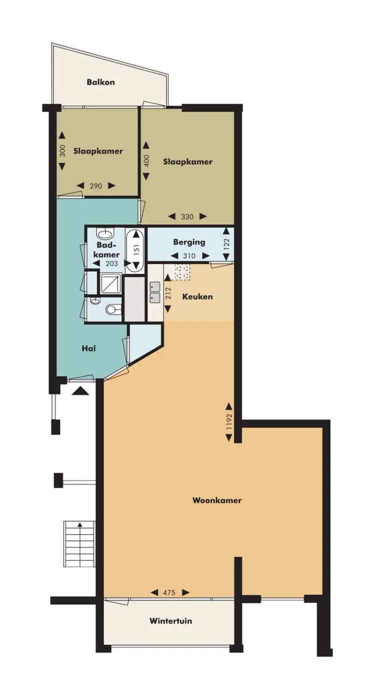 Appartement 119m2 2 slaapkamers wintertuin