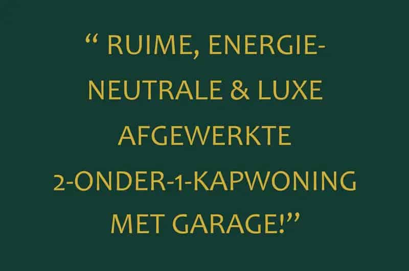Energieneutrale 2-onder-1-kapwoning te koop