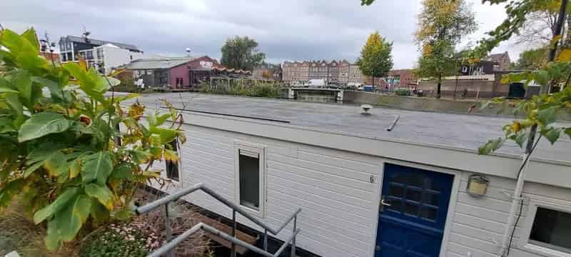 Huisboot Amsterdam Cruquiuskade Uitzicht De Gooyer Molen