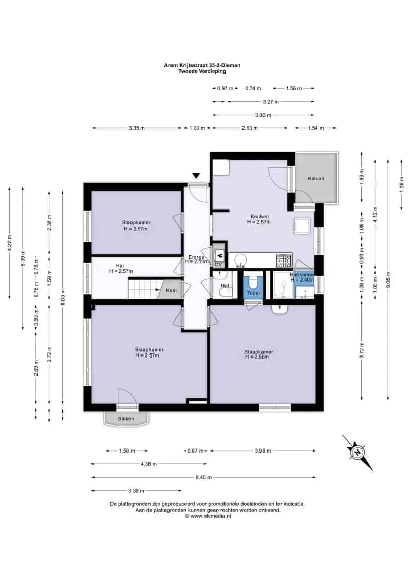Appartement te koop Diemen 4 slaapkamers 2 badkamers